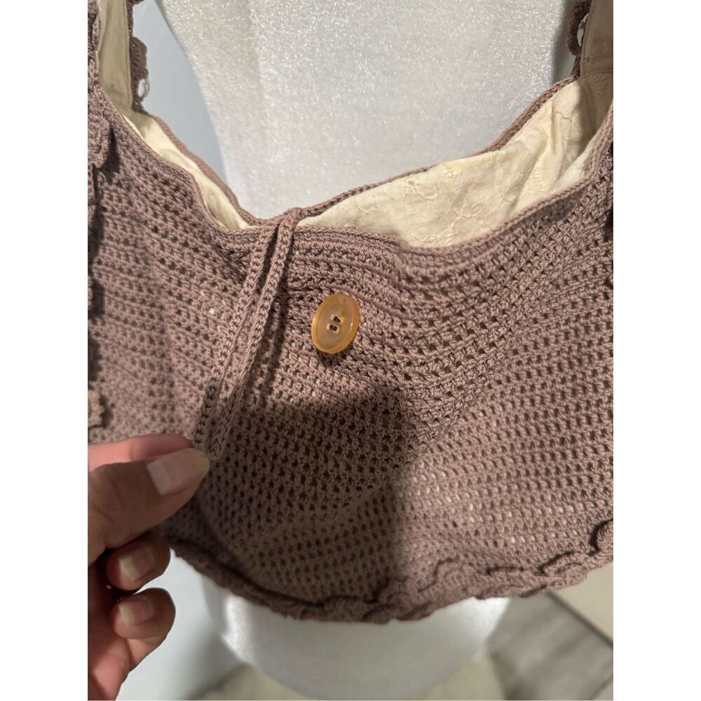 Handbag crotchet knit floral embroidered purse - Picture 6 of 10